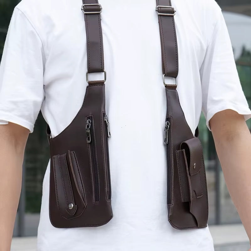Double Shoulder Strap Multi-Pocket Outdoor Anti-Theft
